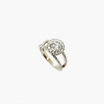Millenia 14K White Gold Halo Ring, Size 5.5