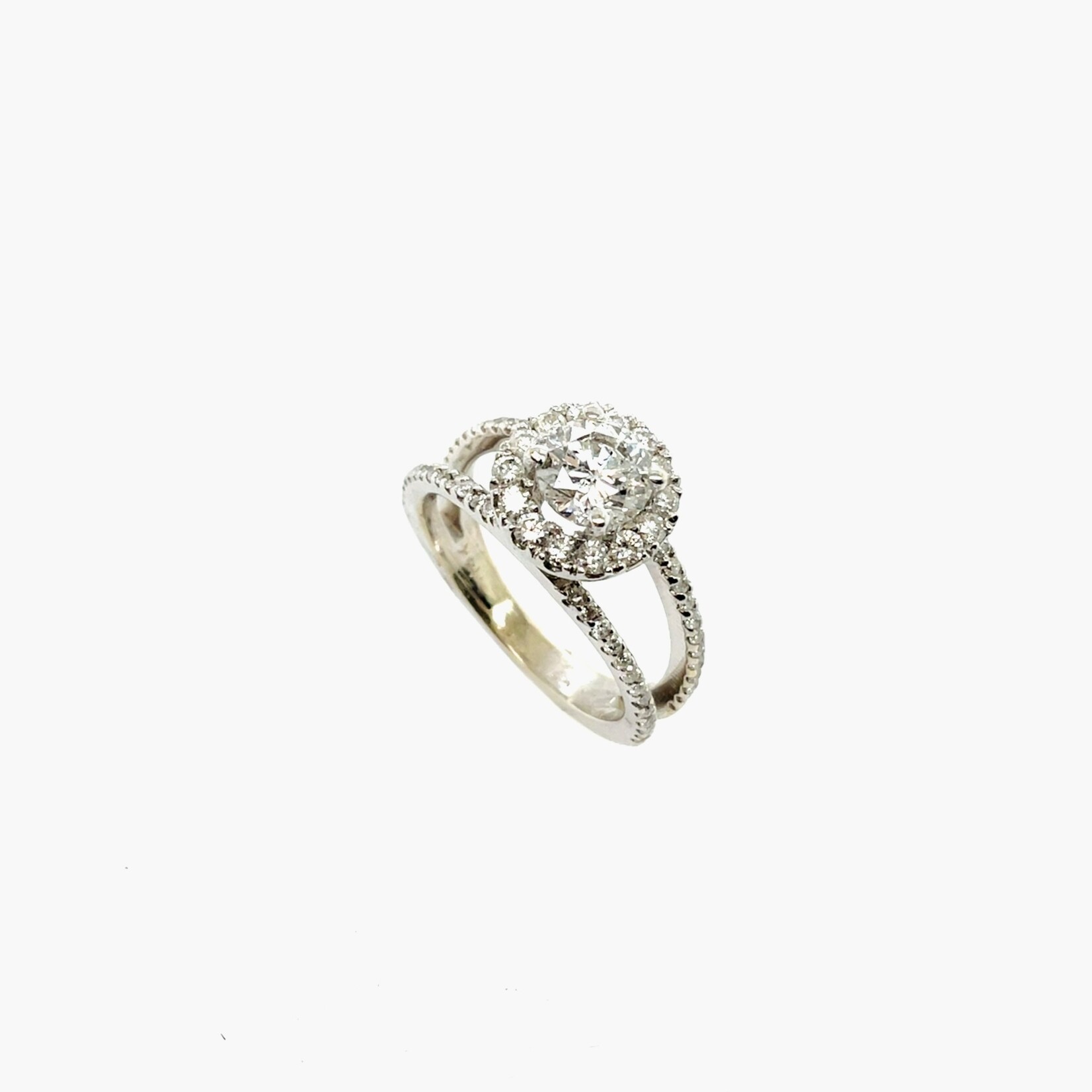 Millenia 14K White Gold Halo Ring, Size 5.5
