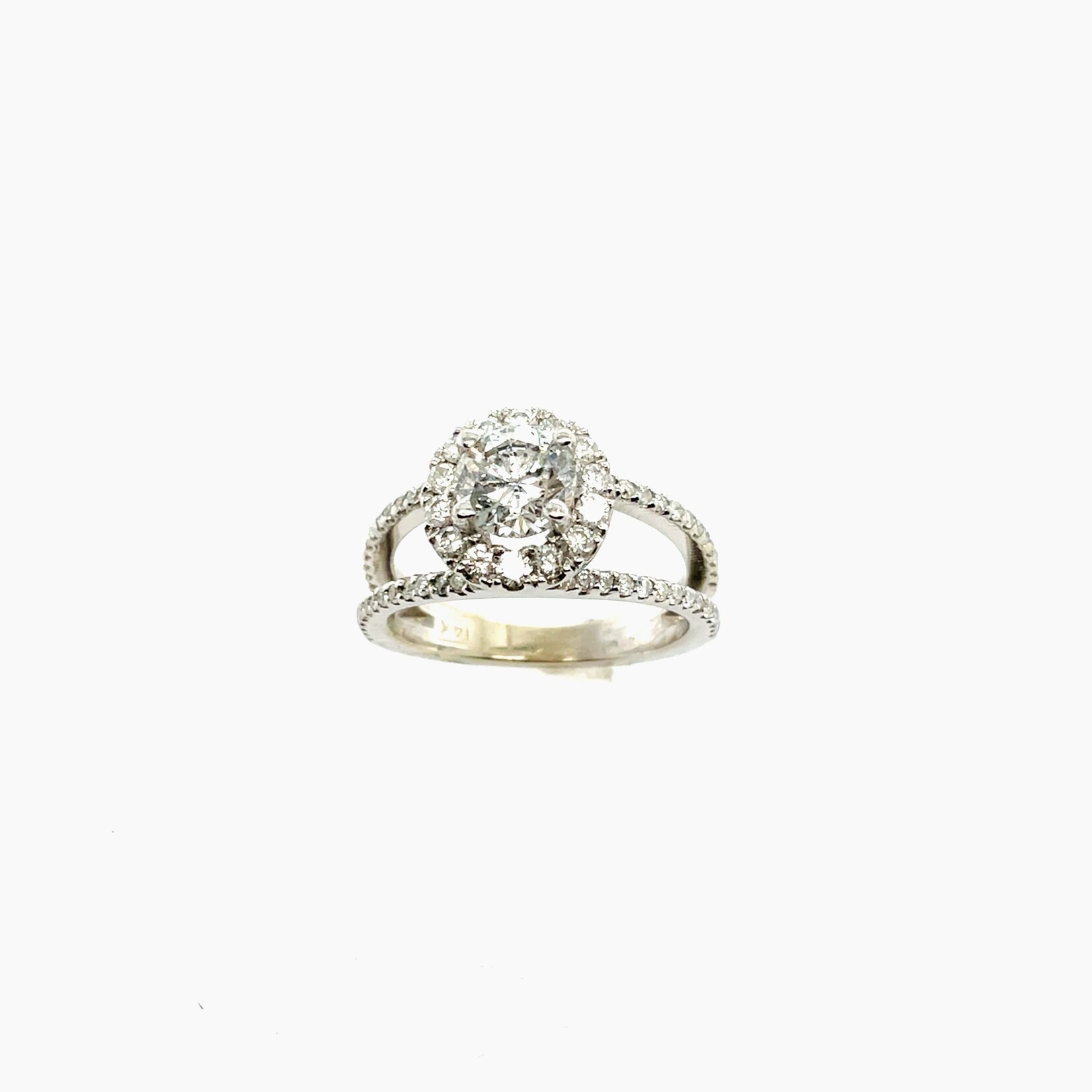 Millenia 14K White Gold Halo Ring, Size 5.5