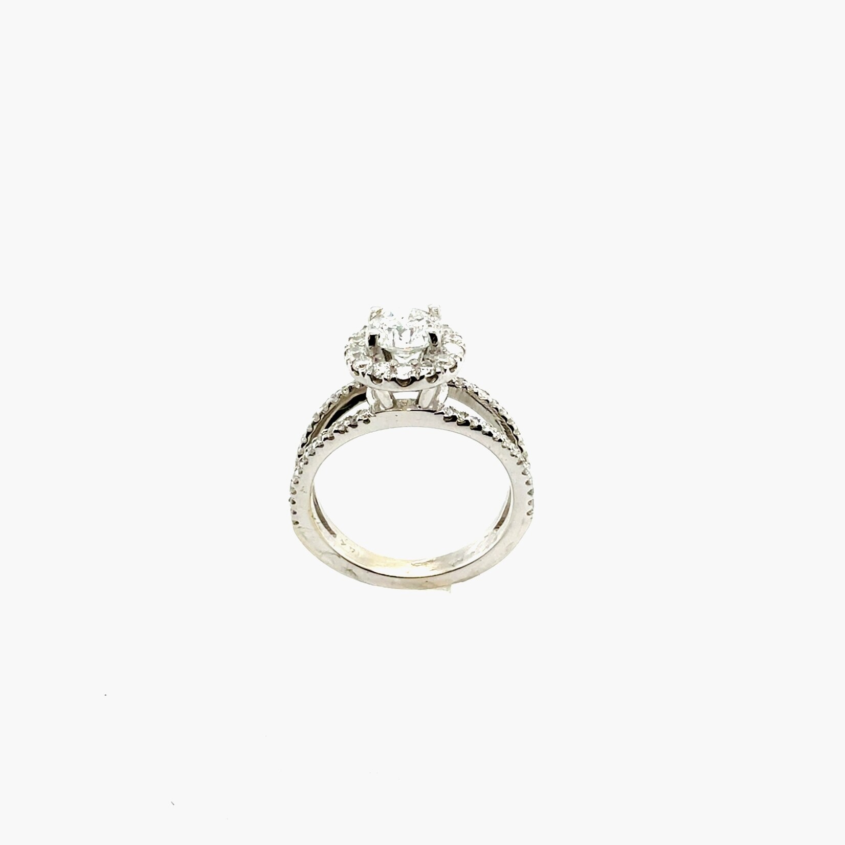 Millenia 14K White Gold Halo Ring, Size 5.5