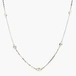 14K White Gold Diamond Station Necklace