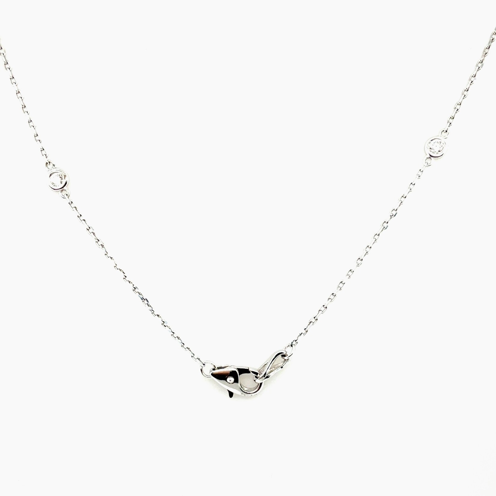 14K White Gold Diamond Station Necklace