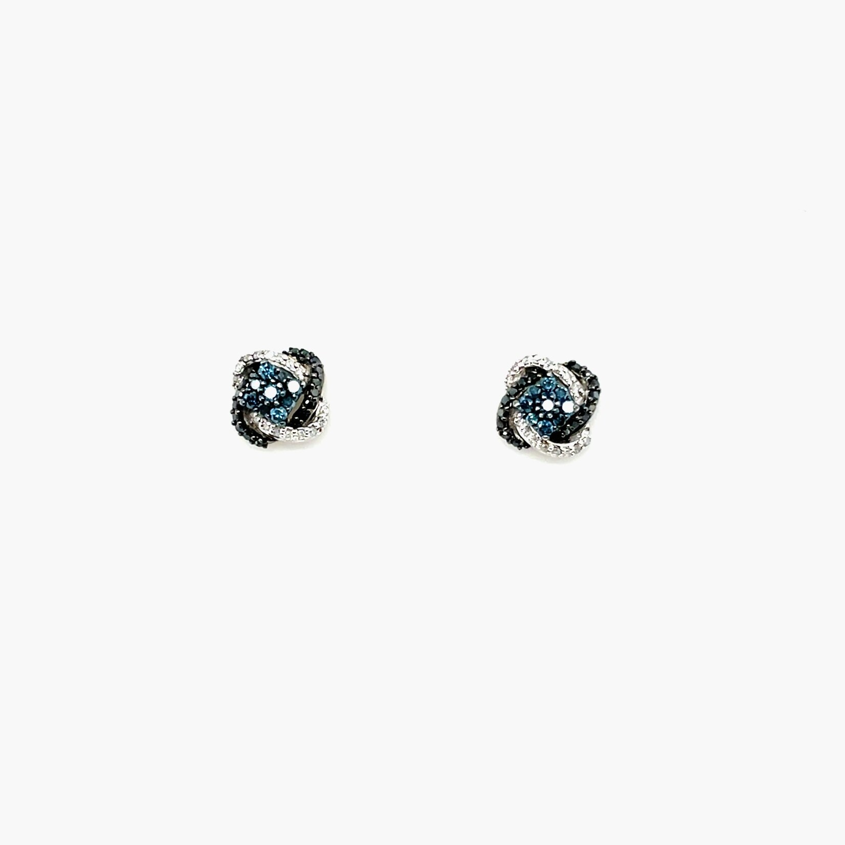 Silver Black Diamond Stud Earrings .50 Ctw