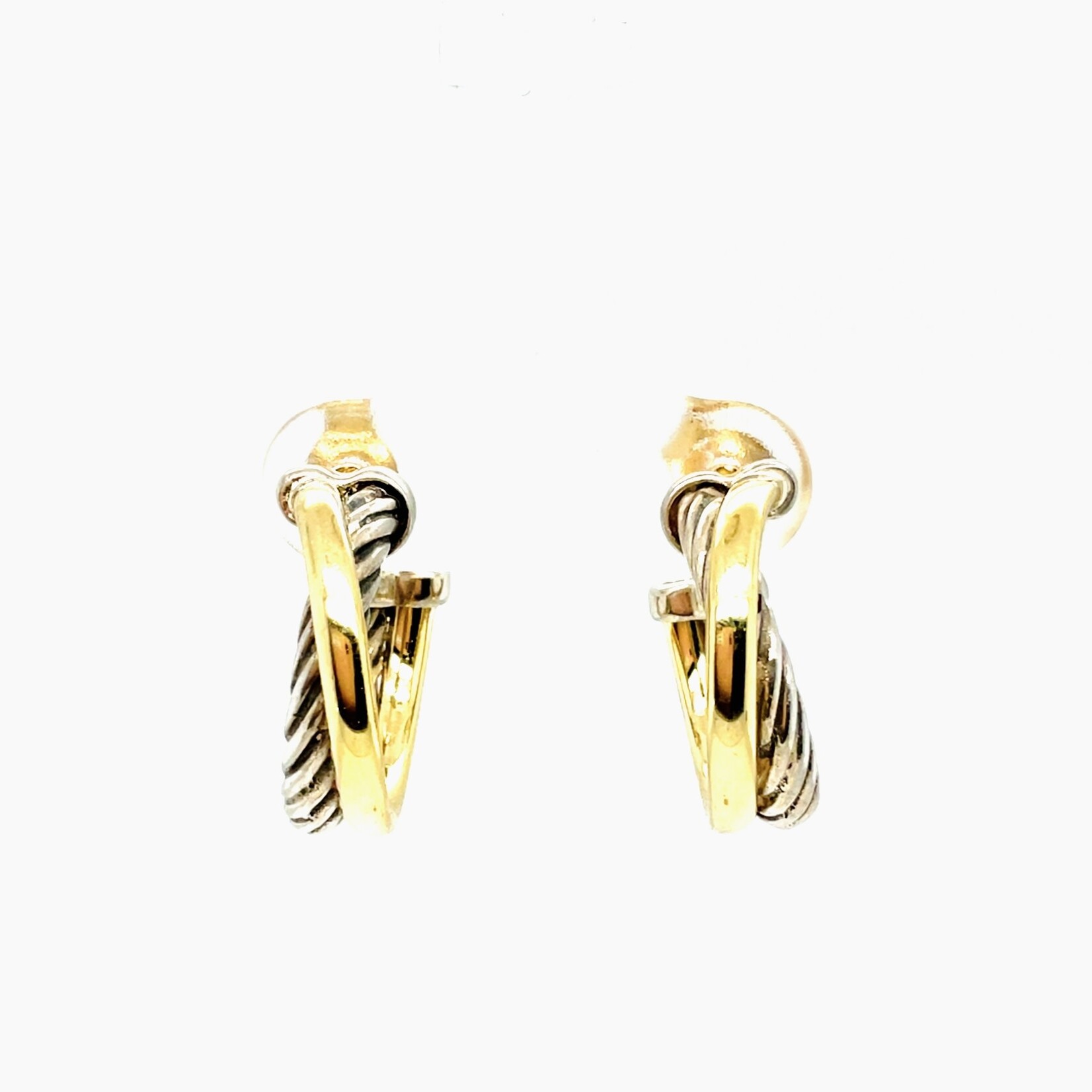 David Yurman .925/18Kt Hoop Crossover Earrings