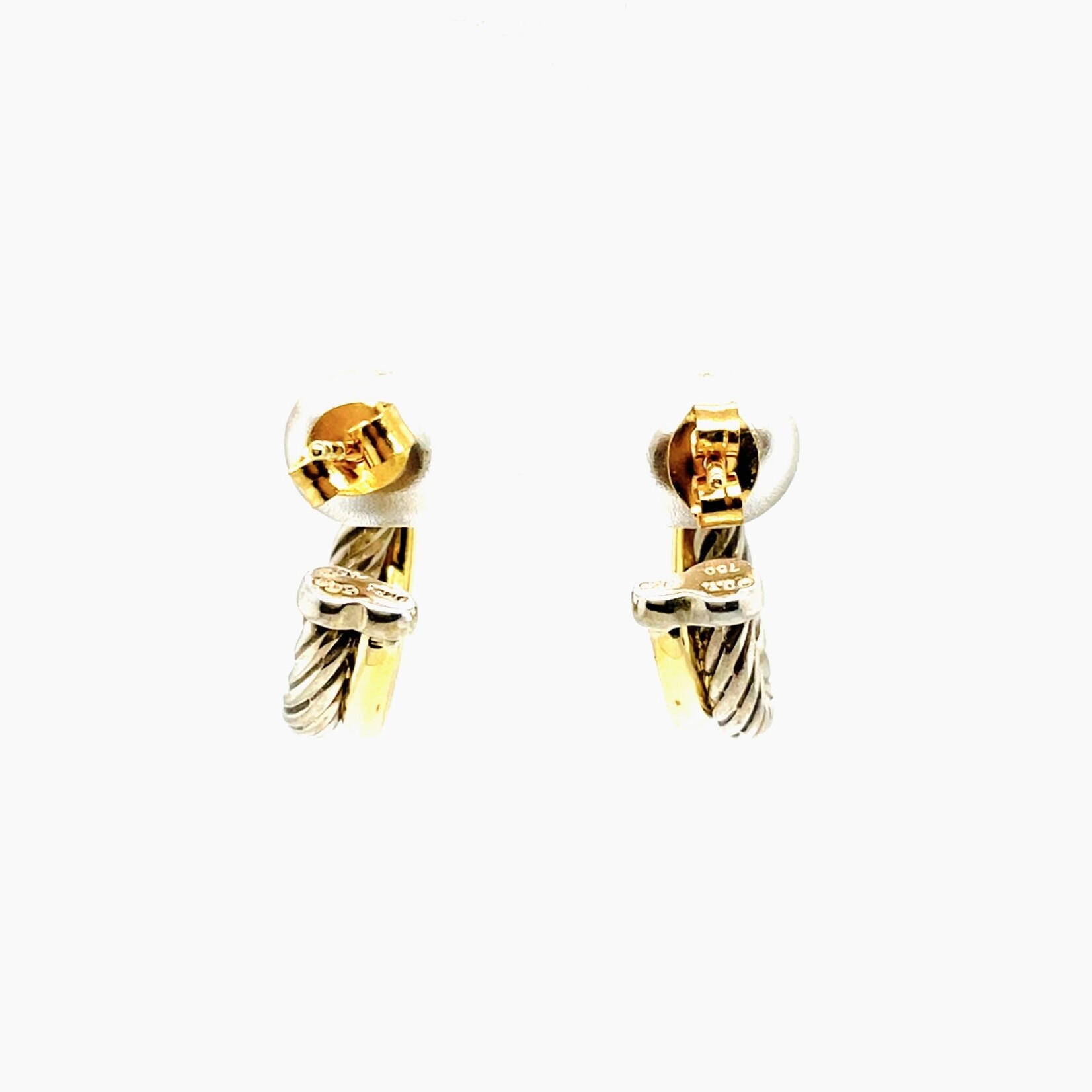 David Yurman .925/18Kt Hoop Crossover Earrings