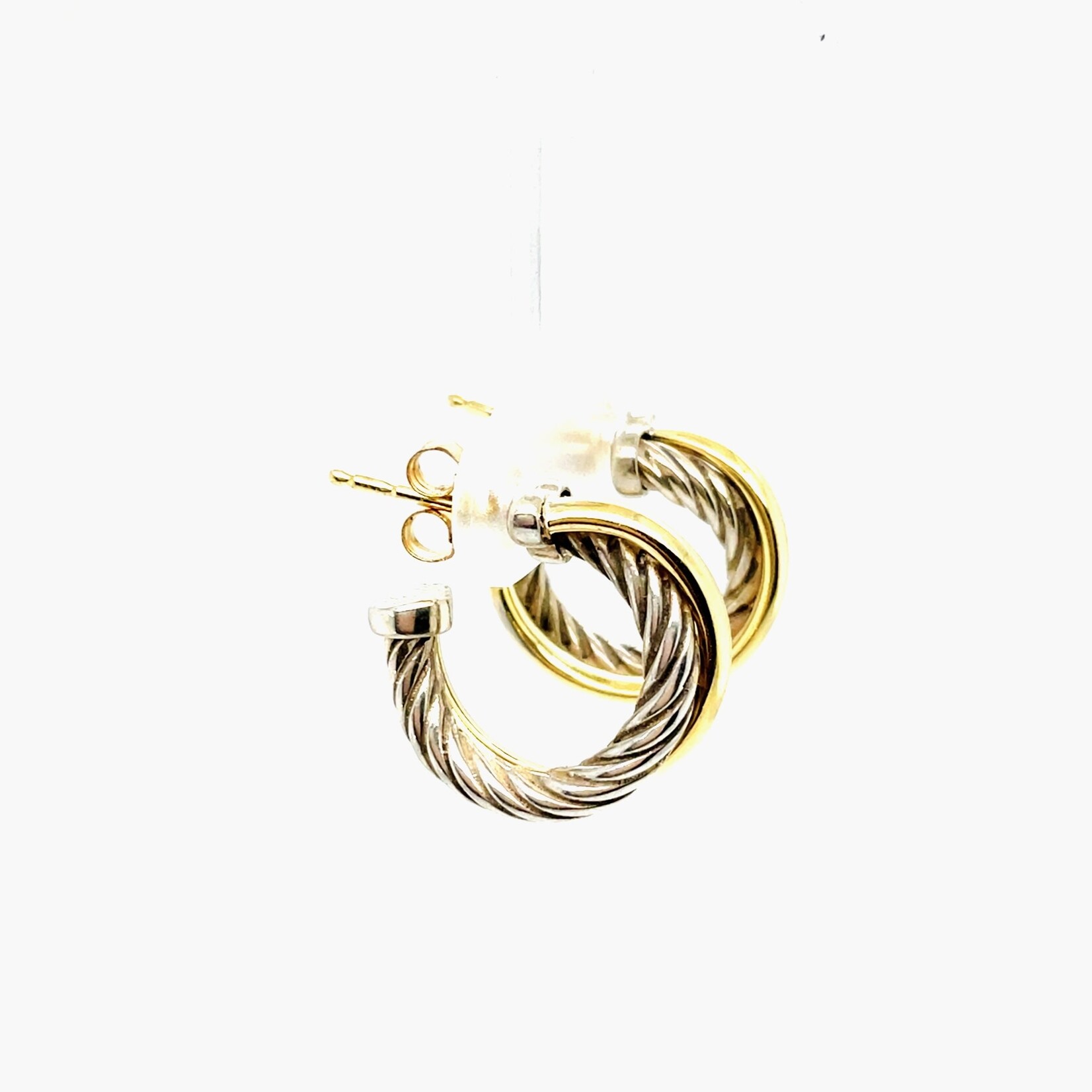 David Yurman .925/18Kt Hoop Crossover Earrings