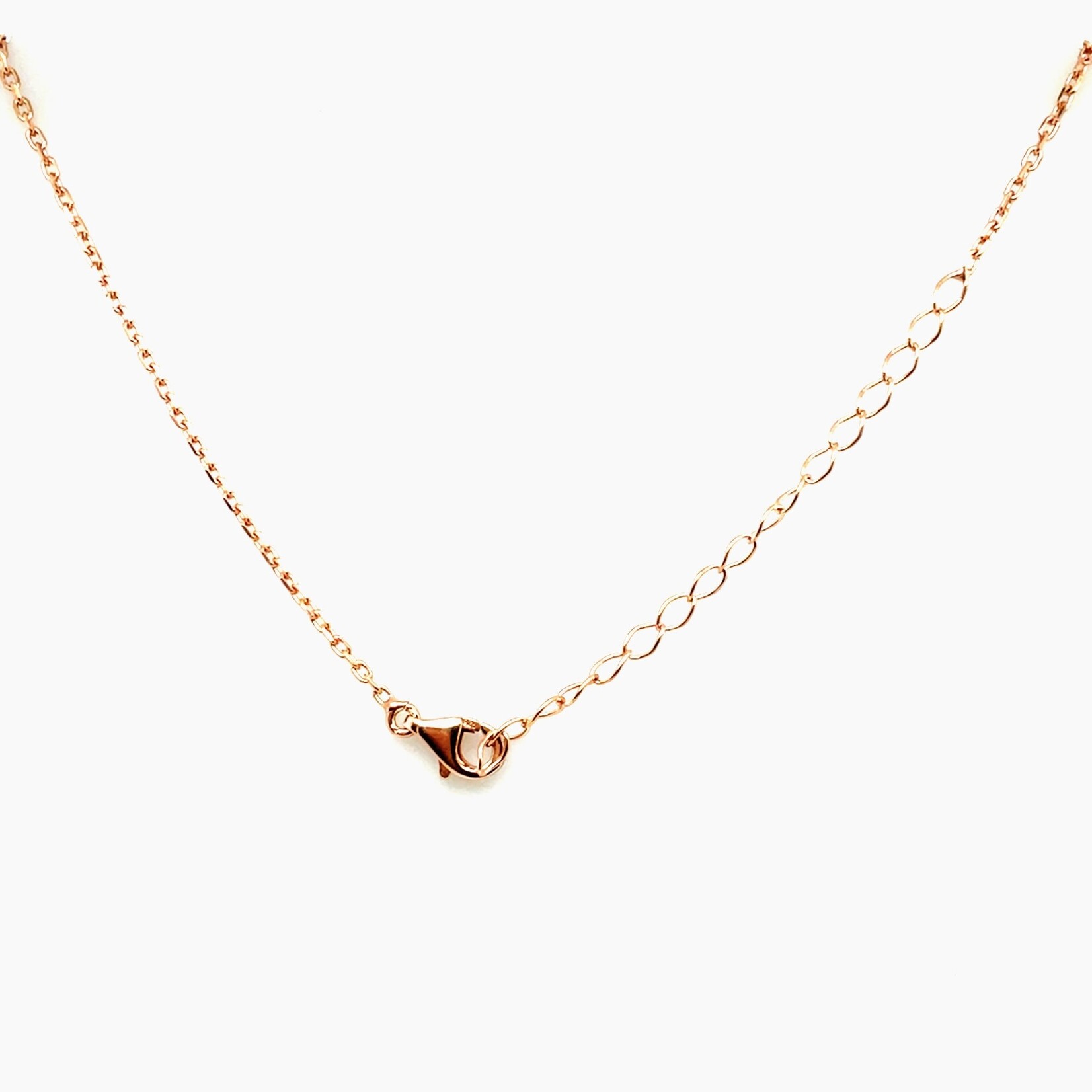 Gold Plated Silver Chain & Rose Qtz Pendant Set