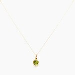 10 KT YG 5mm Peridot Heart Necklace w/ 18" chain