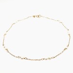 14 Kt Yellow Gold Peach White Pearl Anklet 9"