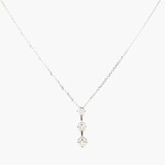 14 Kt WG 18" Chain / Princess 3 Dia Pendant .5 Ctw