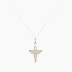 14 Kt White Gold Ladies Diamond Cross Necklace 0.16 Ctw  16"