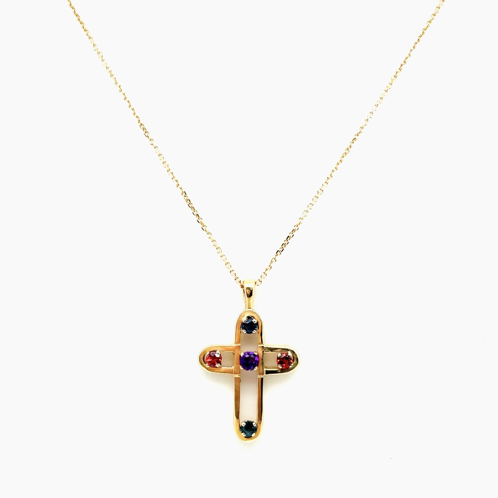 14 Kt Yellow Gold Ladies Multi-color Necklace