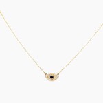 14K Yellow Gold Día/Sapphire Eye Necklace 18" .08 Ctw