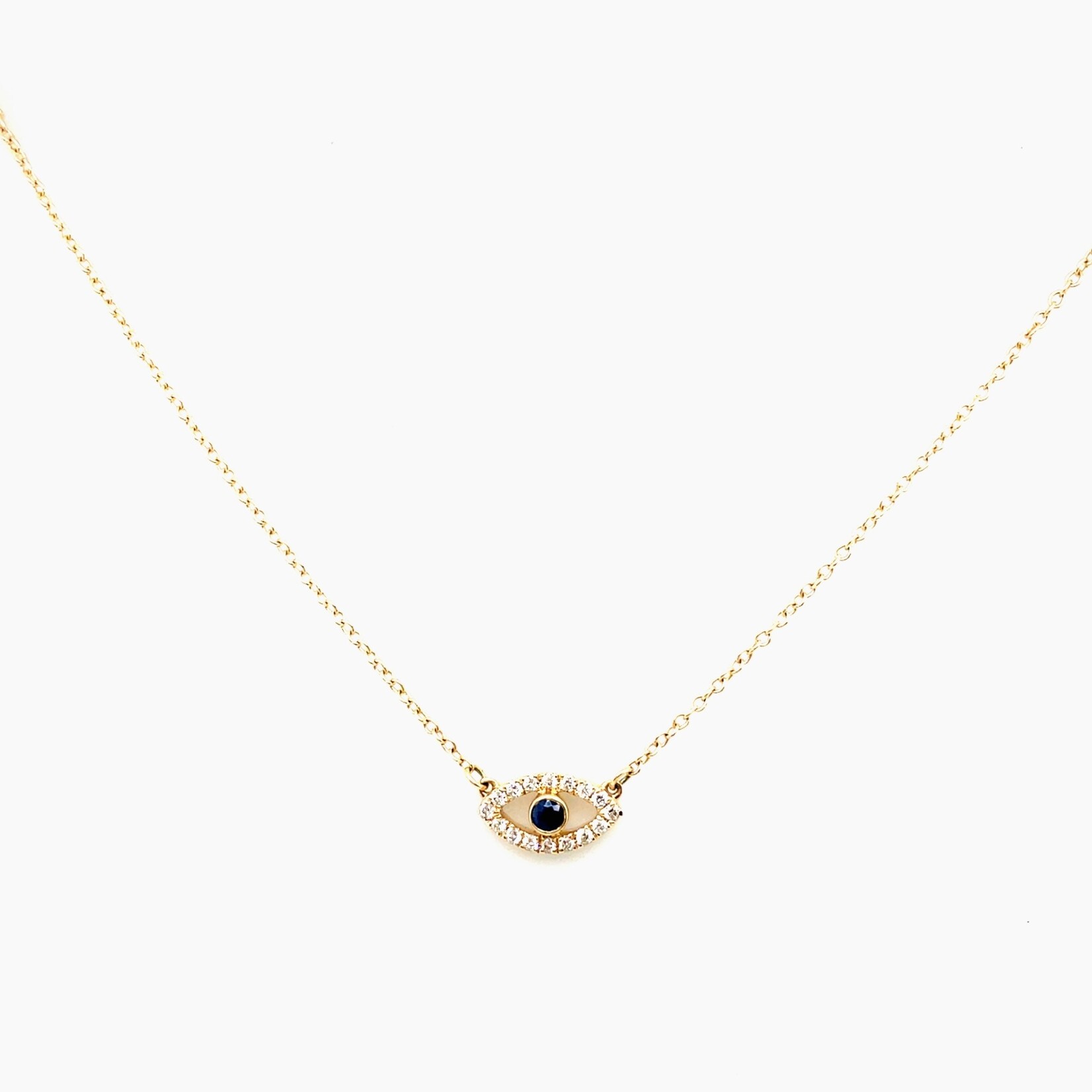14K Yellow Gold Día/Sapphire Eye Necklace 18" .08 Ctw