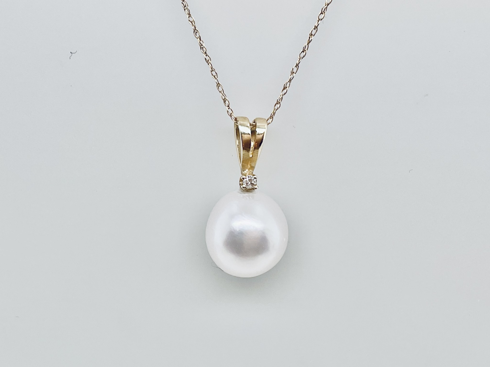 ☆TATIANA☆ 14k gold field mignon pearl point necklaceNZ1141 14Kt YG 11mm Freshwater Pearl Necklace, 18