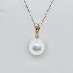 14Kt YG 11mm Freshwater Pearl Necklace, 18" Chain .01 Ctw