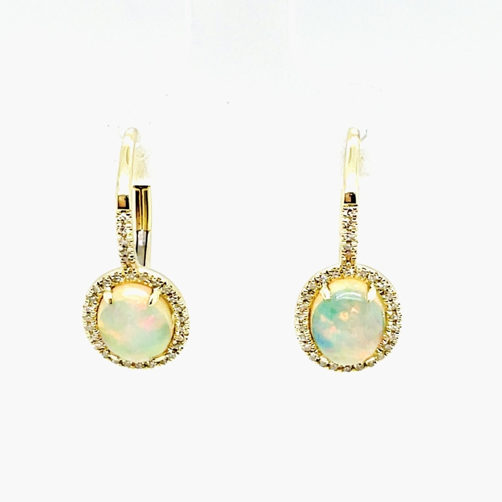 14KT YG Opal & Diamond Earrings