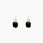 14KT YG Black Agate & Diamond Earrings