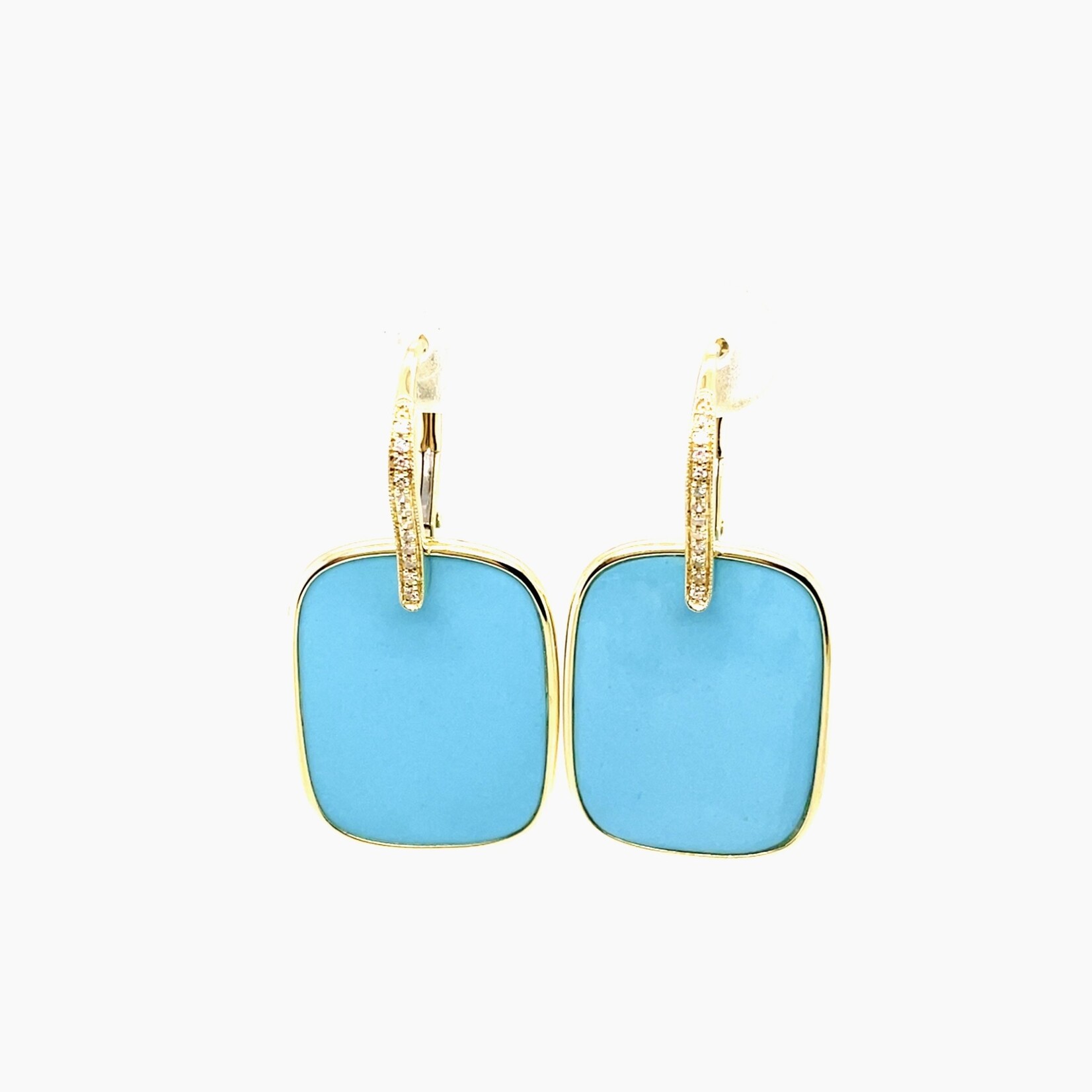 14KT YG Turqouise & Diamond Earrings