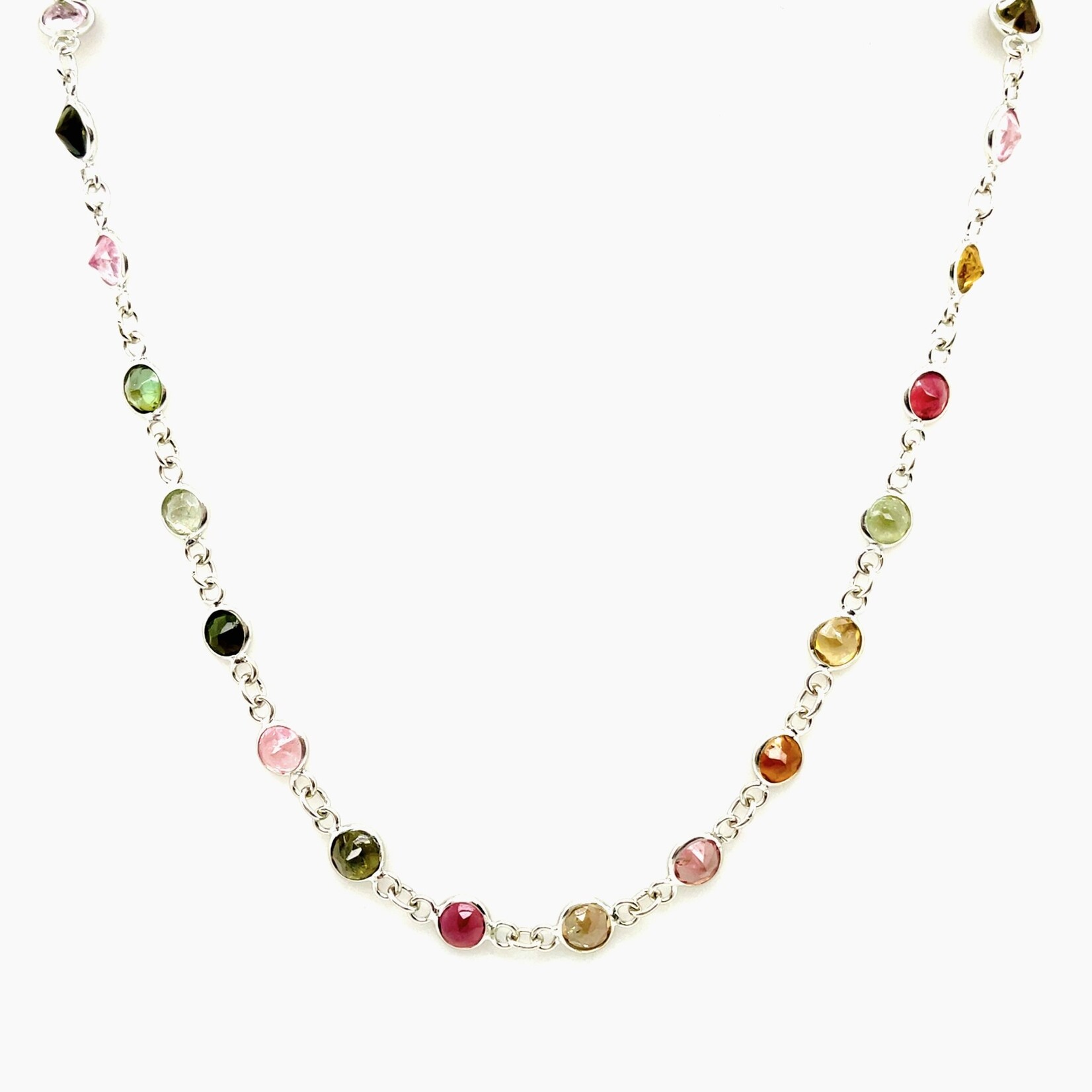 Sterling Silver Multi-Tourmaline Adjustable Necklace