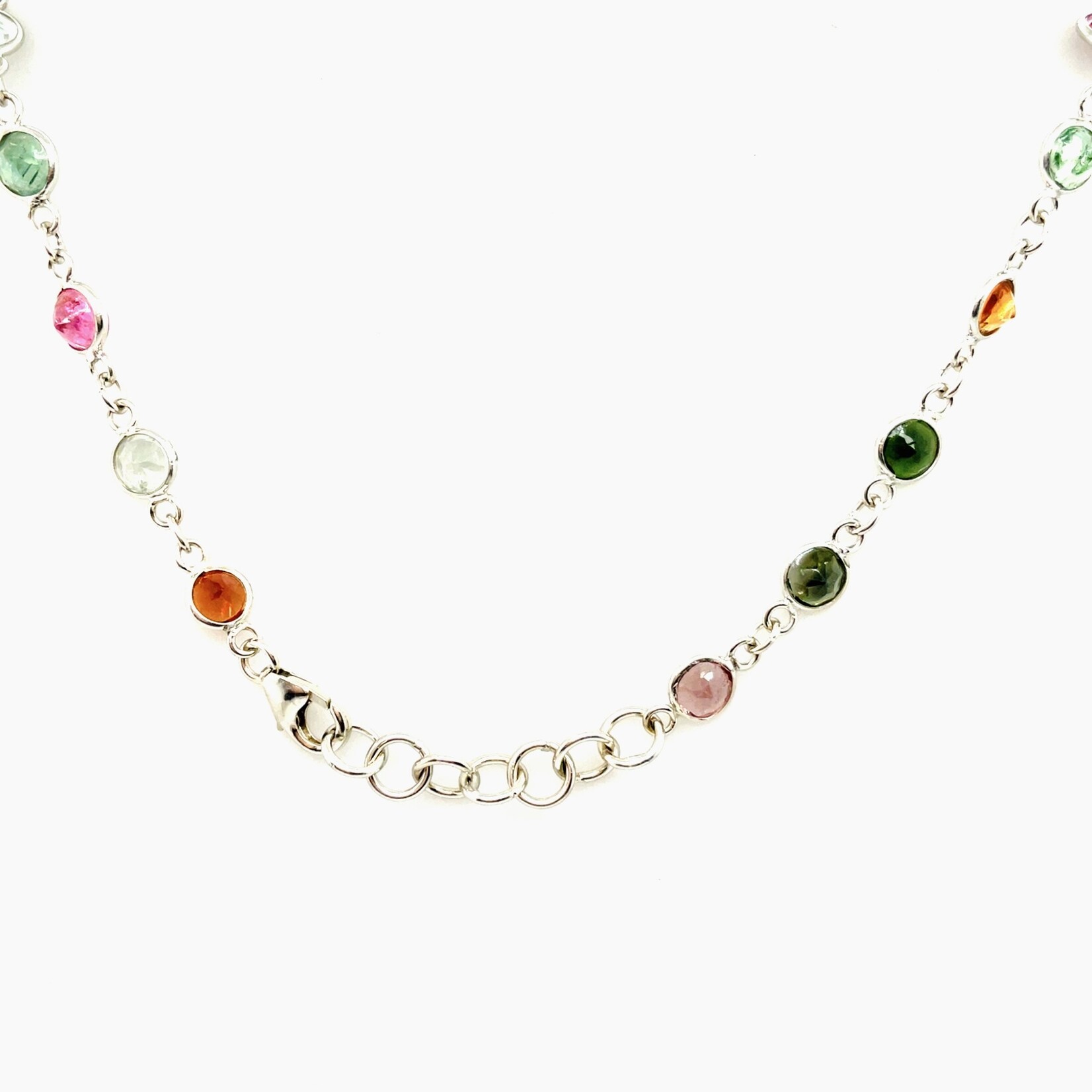 Sterling Silver Multi-Tourmaline Adjustable Necklace