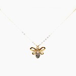 14 Kt YG 18" Chain & Bee Champagne Dia Pendant .22 Ctw