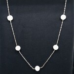 Sterling Silver & Pearl 36" Station Necklace