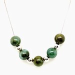 Sterling Silver 20" Chain & 13mm Jade Pearls /8mm Silver