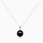 Sterling Silver & Black 13mm Pearl Necklace Set