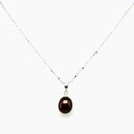 Sterling Silver & Black 8.5mm Pearl Necklace
