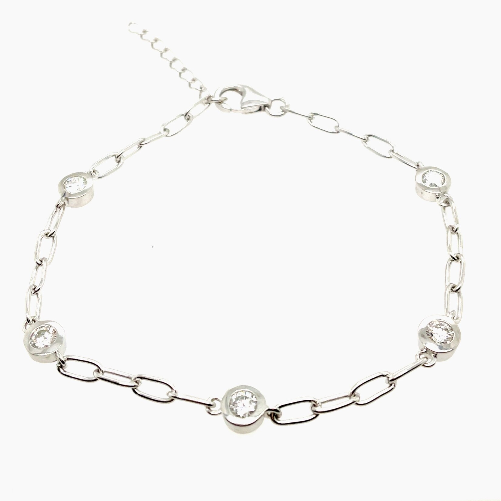 Sterling Silver Lab Grown  Diamond Bracelet 8" 1 Ctw