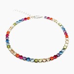 Sterling Silver Cr. Sapphire Adj 6.5 to 7.5 Bracelet