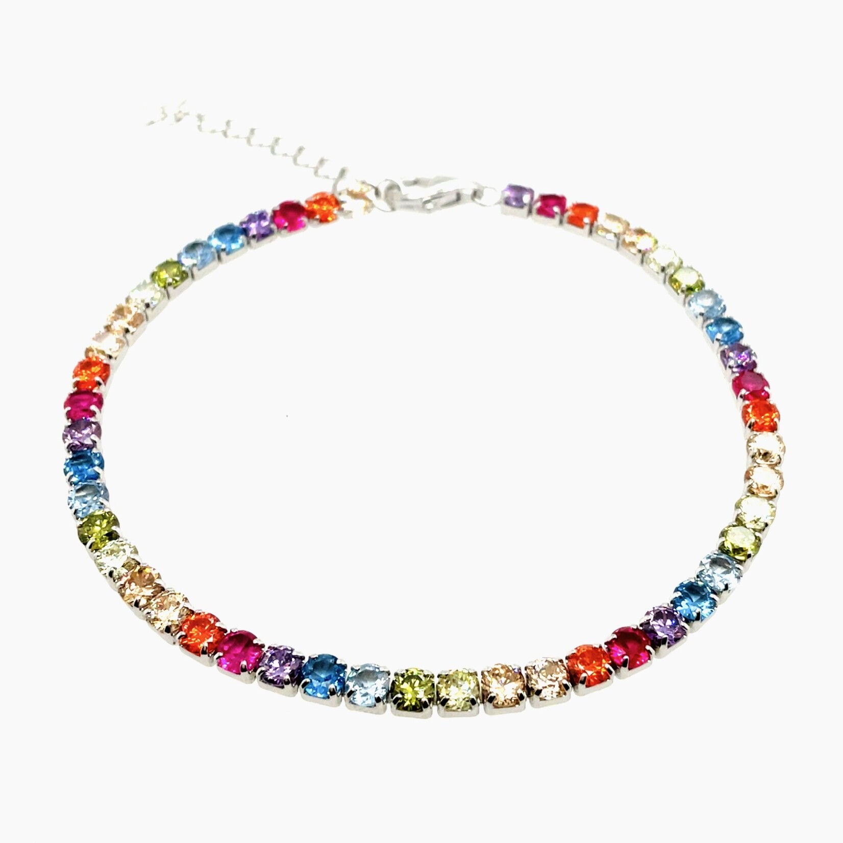 Sterling Silver Cr. Sapphire Adj 6.5 to 7.5 Bracelet