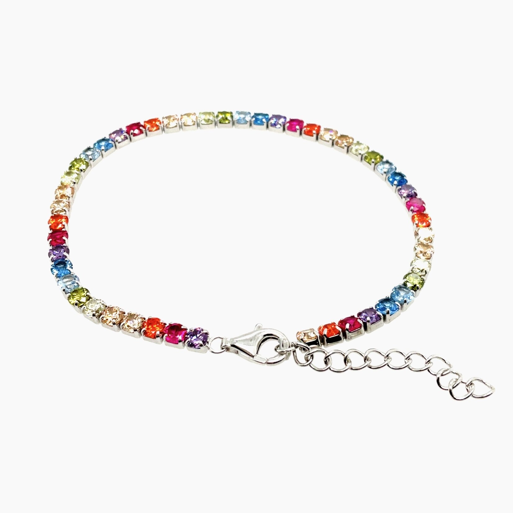Sterling Silver Cr. Sapphire Adj 6.5 to 7.5 Bracelet