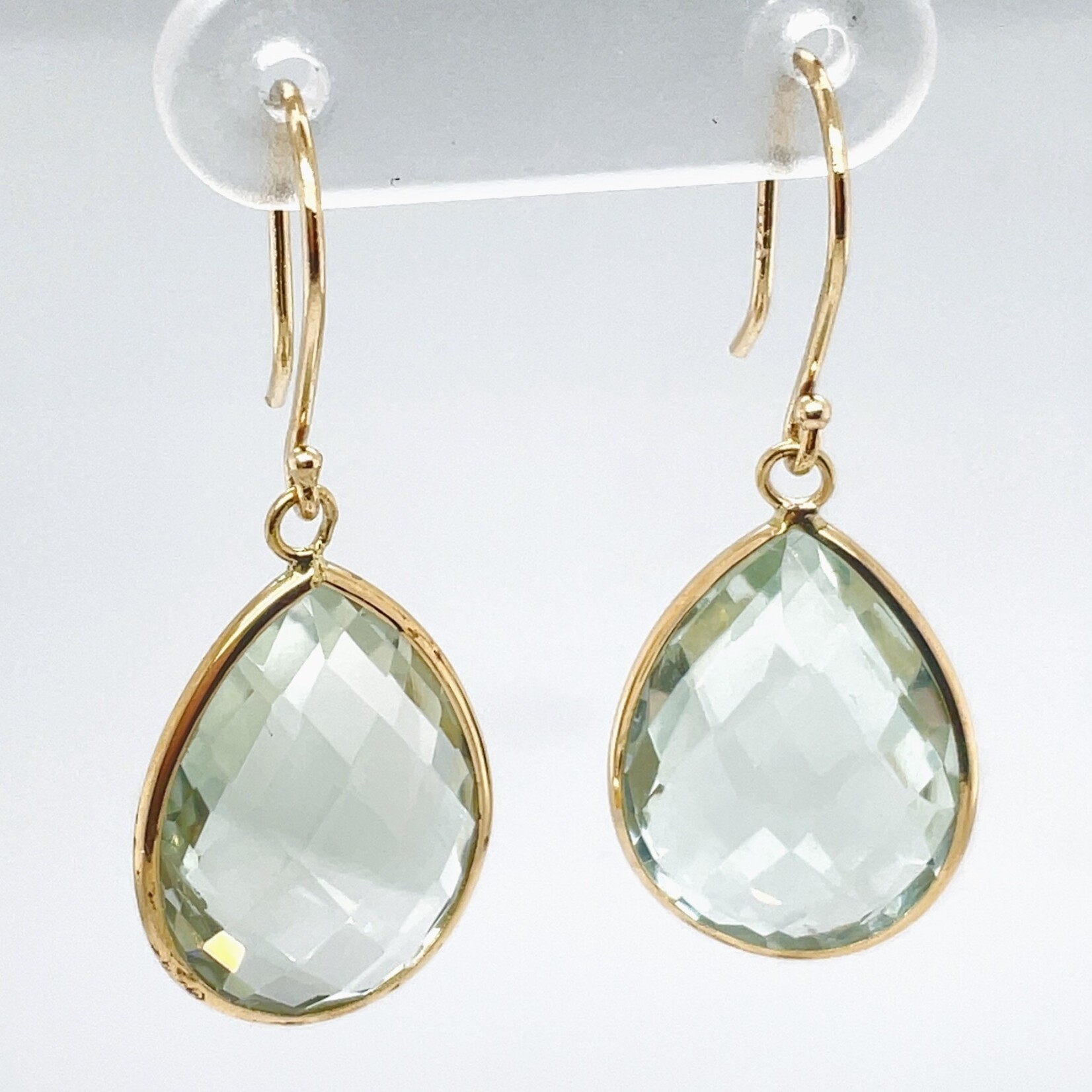 14 KT YG Prisiolite Pear Dangle Earrings