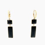 14 Kt Yellow Gold Black Onyx Earrings