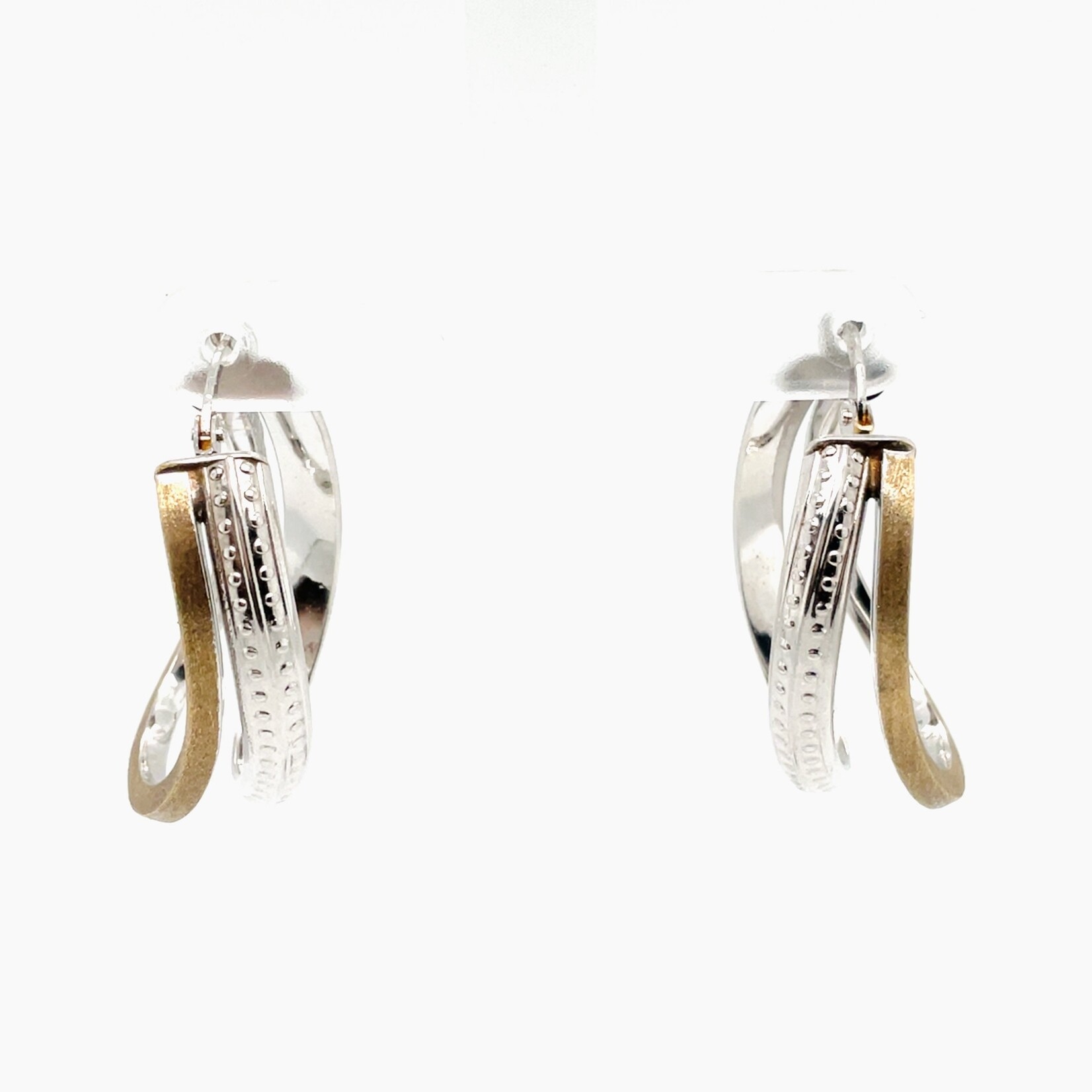 10kK Two-Tone Double Oval Hoop Earrings