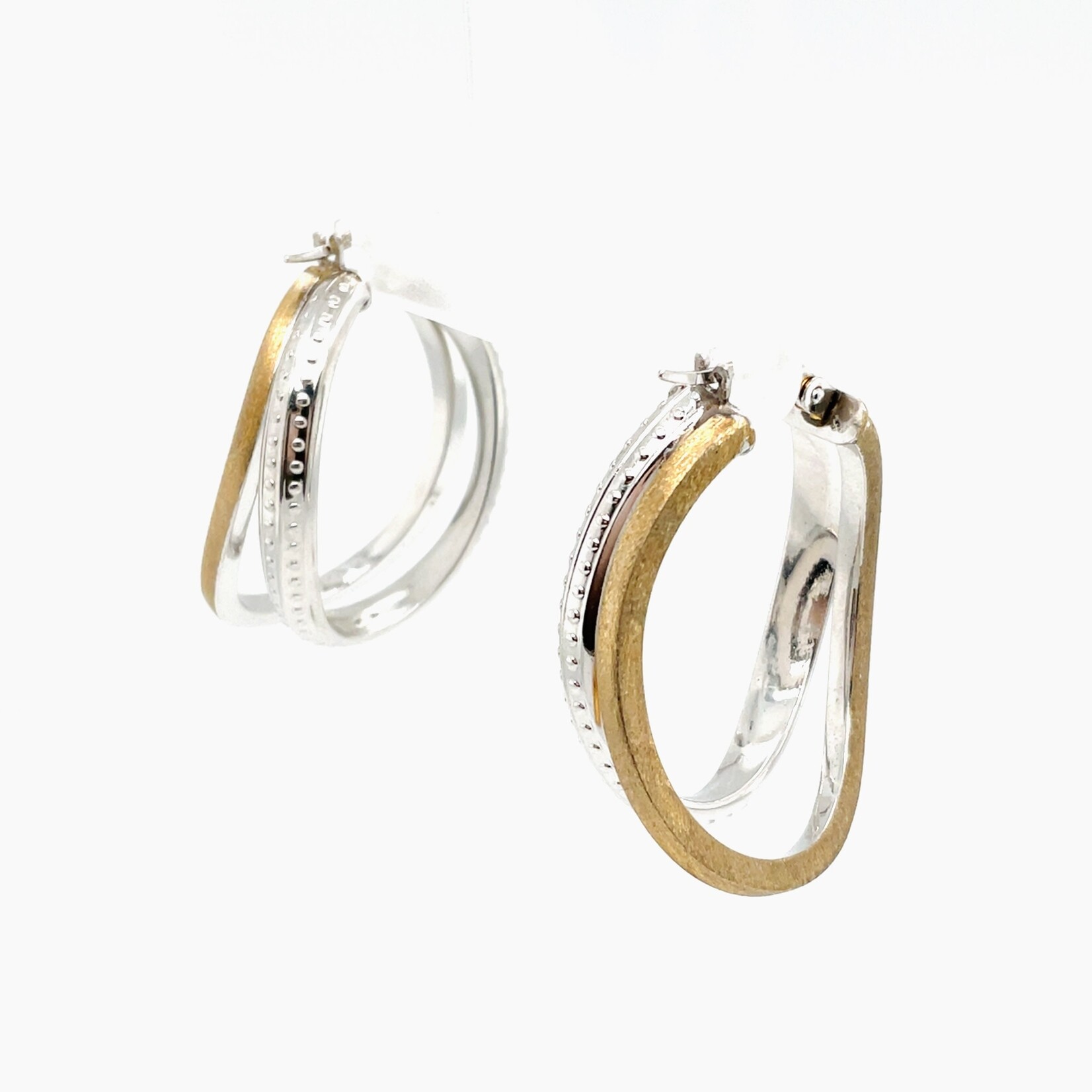 10kK Two-Tone Double Oval Hoop Earrings