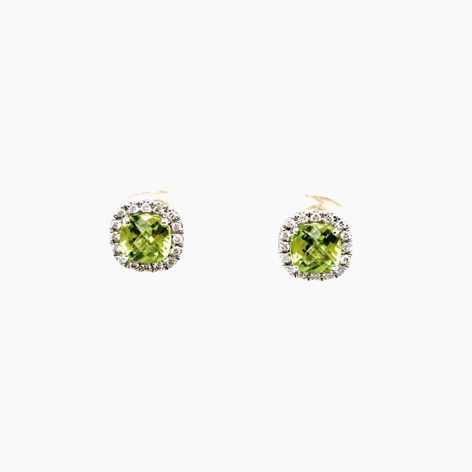 10 Kt WG Diamond/Peridot Stud Earrings