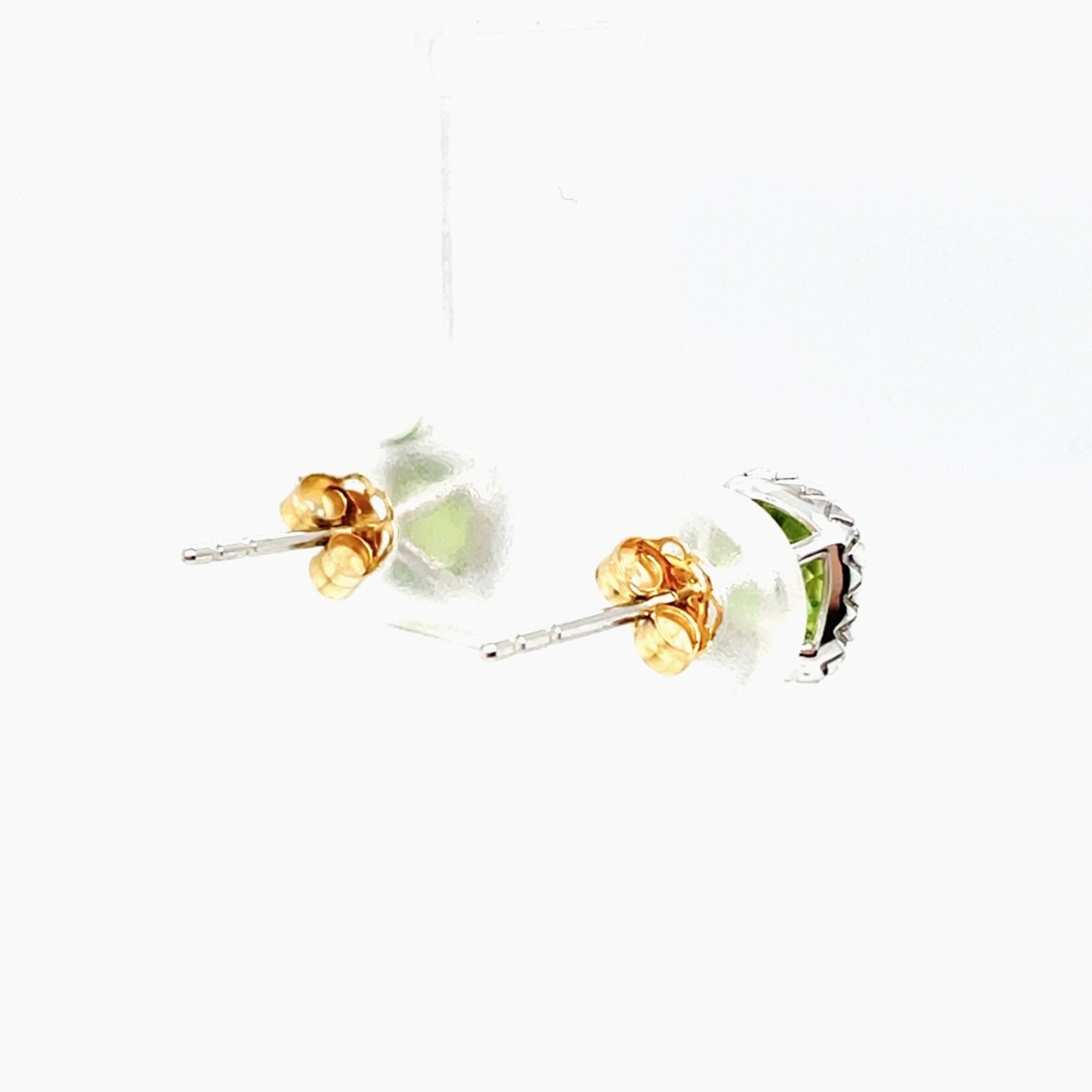 10 Kt WG Diamond/Peridot Stud Earrings