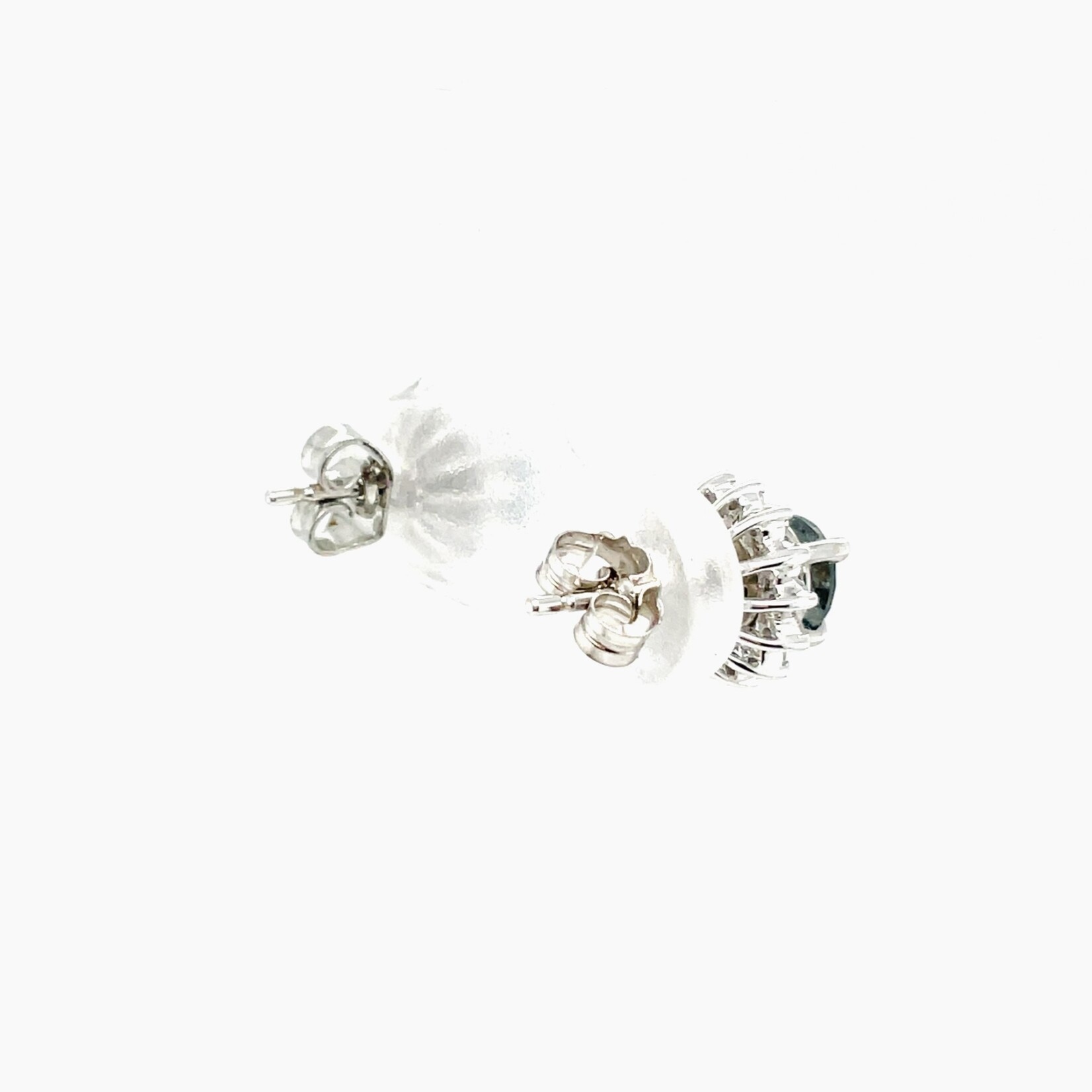 14 Kt WG Blue Diamond Earrings 1.00 Ctw