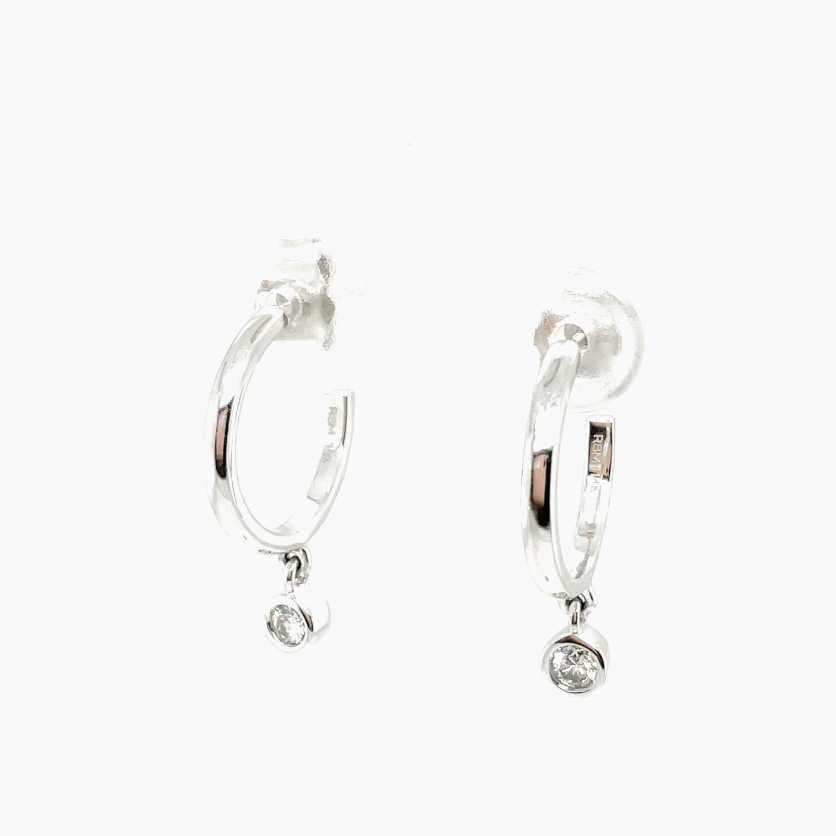 14 Kt White Gold Diamond Hoop Earrings .13 Ctw