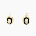 14 Kt YG  Vintage Onyx Opal Stud Earrings