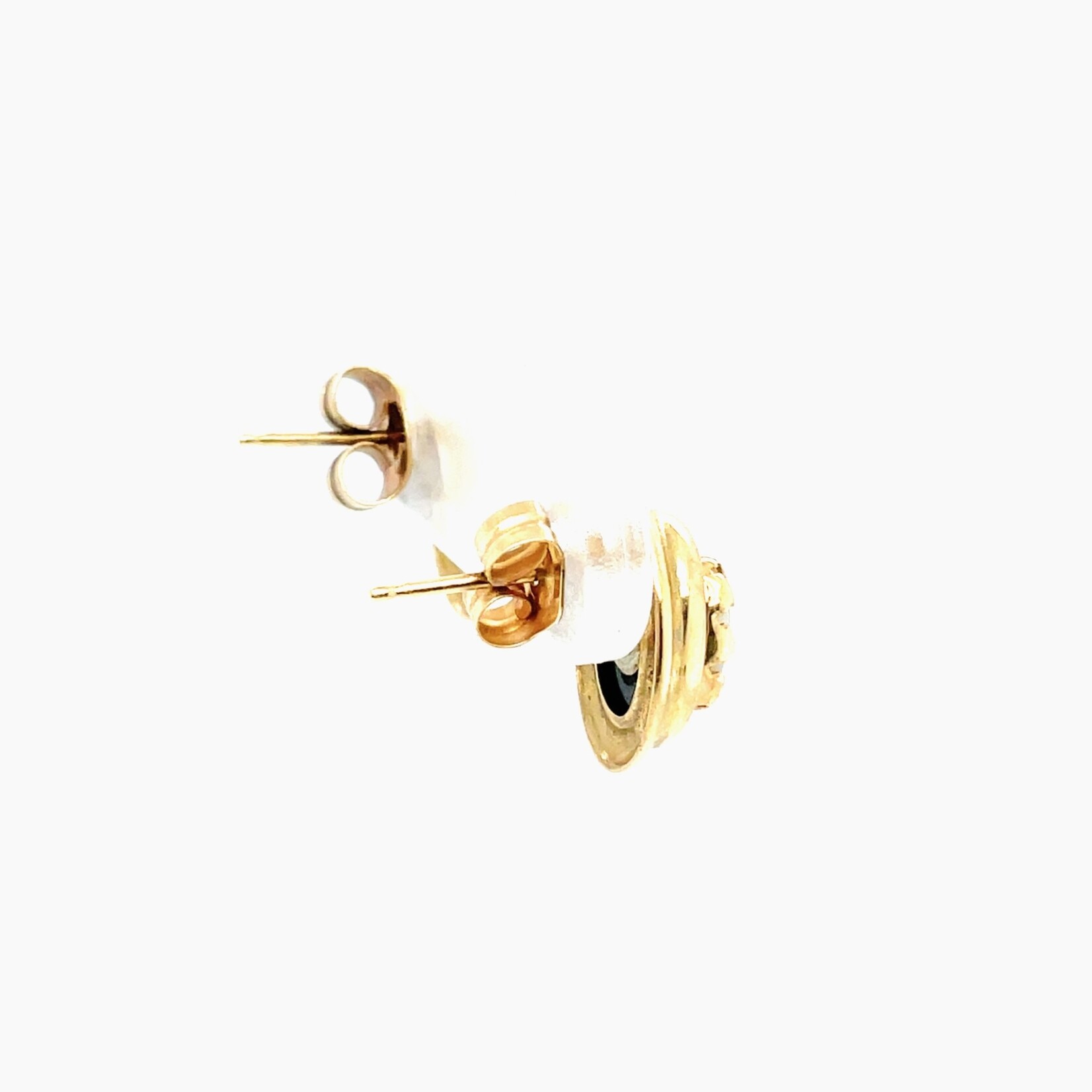 14 Kt YG  Vintage Onyx Opal Stud Earrings