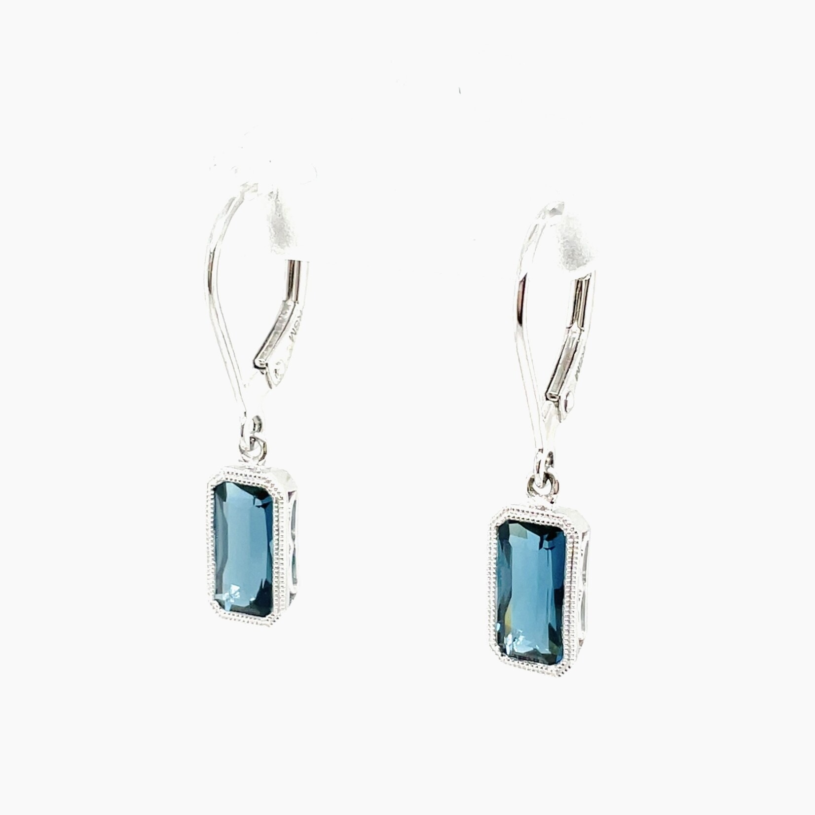 14 KT WG London Blue Topaz Earrings 2.01 Tcw
