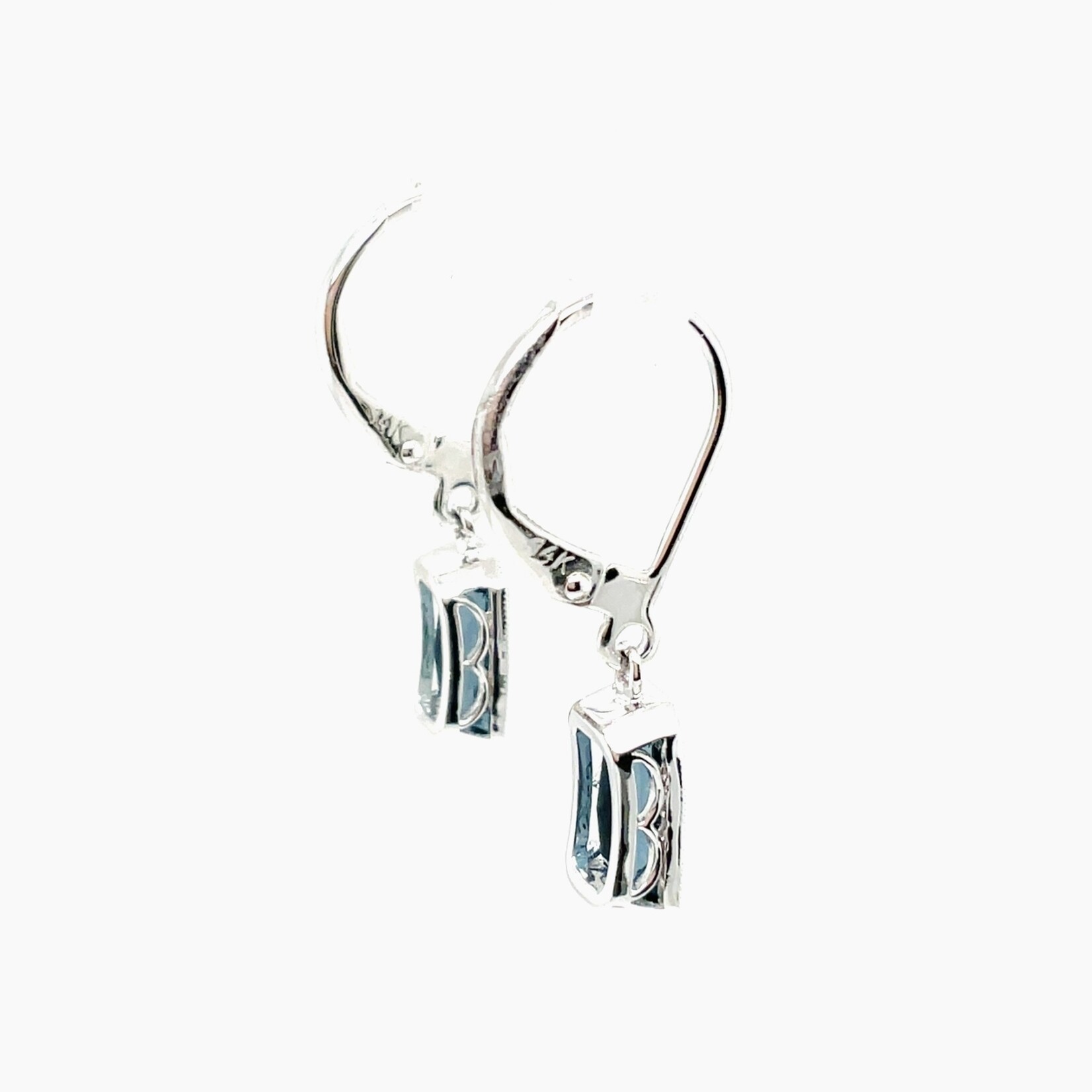 14 KT WG London Blue Topaz Earrings 2.01 Tcw
