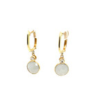 14 Kt Yellow Gold Grey Moonstone Earrings