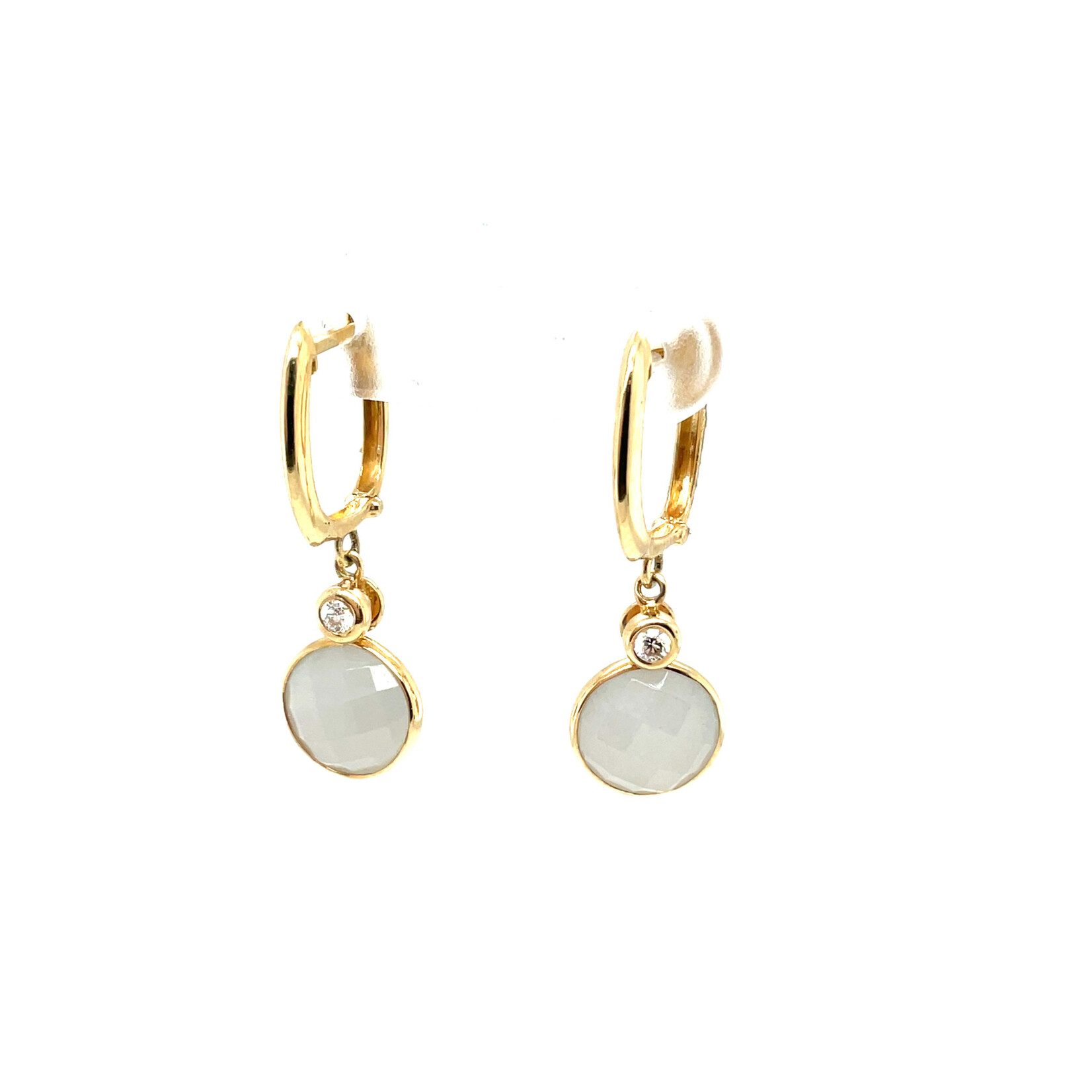 14 Kt Yellow Gold Grey Moonstone Earrings