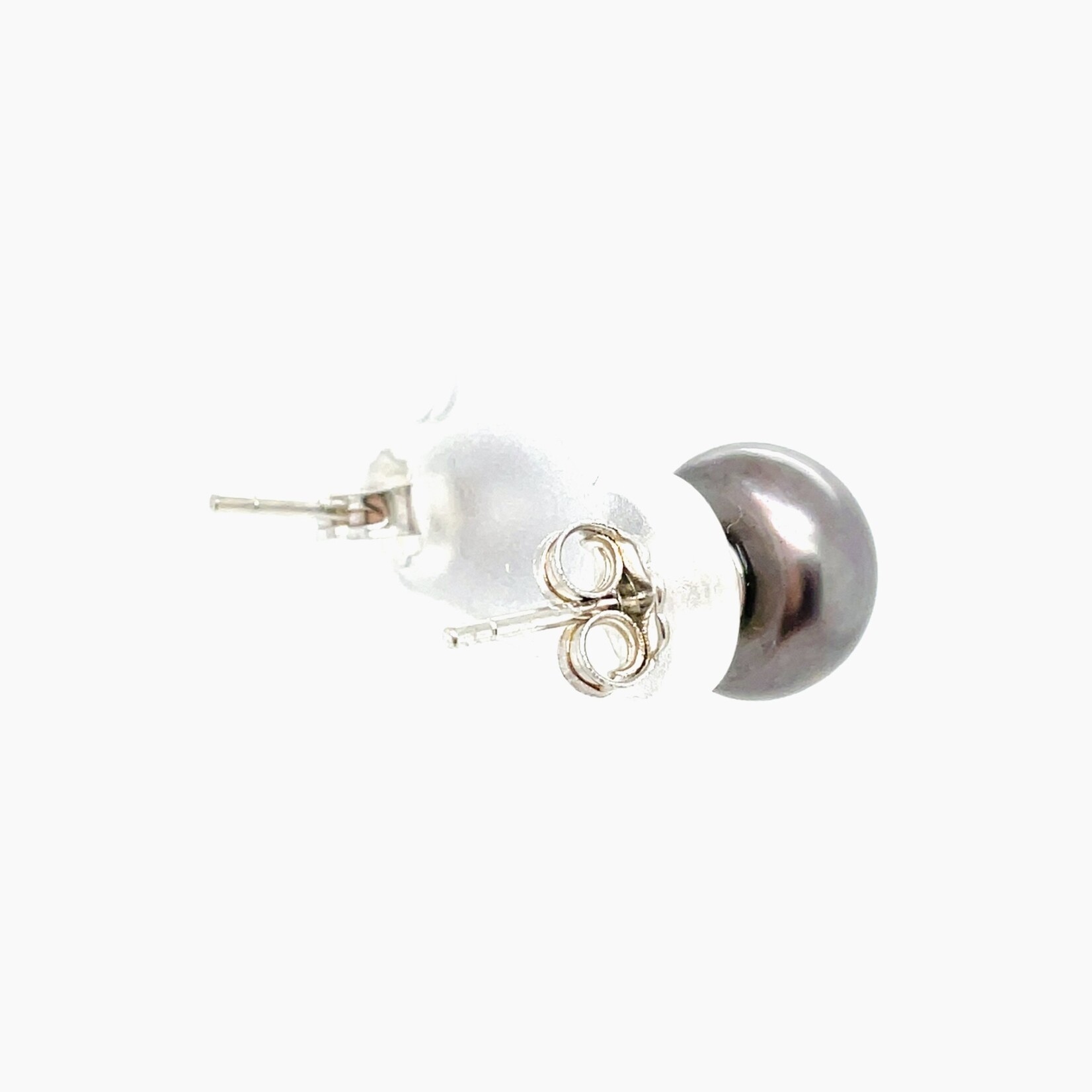 Sterling Silver Grey Pearl Stud Earrings