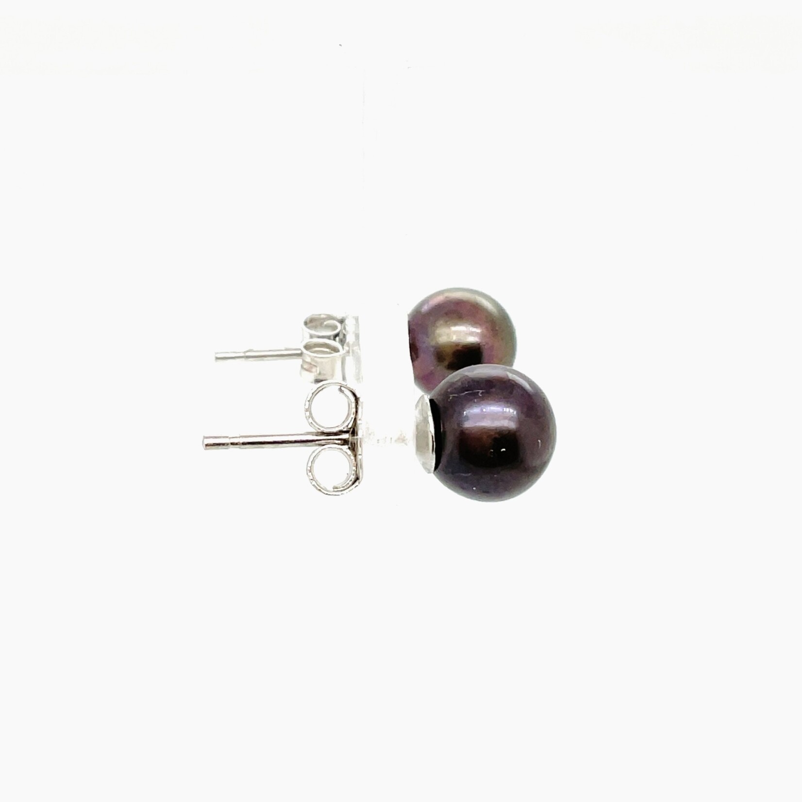 Sterling Silver Brown Pearl Stud Earrings